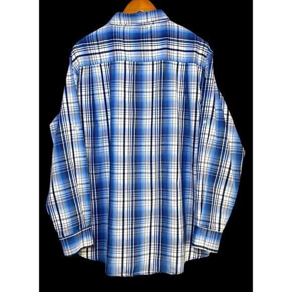 Beverly Hills Polo Club Mens Long Sleeve Button Down Shirt Blue Plaid Size XXL - Picture 5 of 11